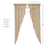 Farmstead Charcoal Ticking Stripe Long Prairie Curtains