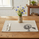 Farmstead Charcoal Windmill Placemat - Set of 6-Lange General Store