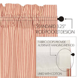 Farmstead Red and Tan Ticking Stripe Swag Curtains
