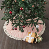 Farmstead Red and Tan Ticking Stripe Tree Skirt - Lange General Store