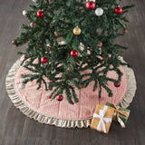 Farmstead Red and Tan Ticking Stripe Tree Skirt-Lange General Store
