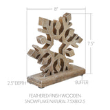 Feathered Finish Wooden Snowflake Natural-Lange General Store