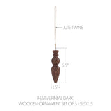 Festive Finial Dark Wooden Ornament Set of 3-Lange General Store