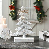 Festive Fir Distressed White Wooden Trees-Lange General Store