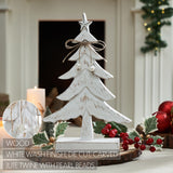 Festive Fir Distressed White Wooden Trees-Lange General Store