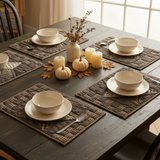 Fall tablescape featuring the original five-point-star quilted placemats