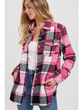 Flannel Plaid Shacket - Pink-Lange General Store