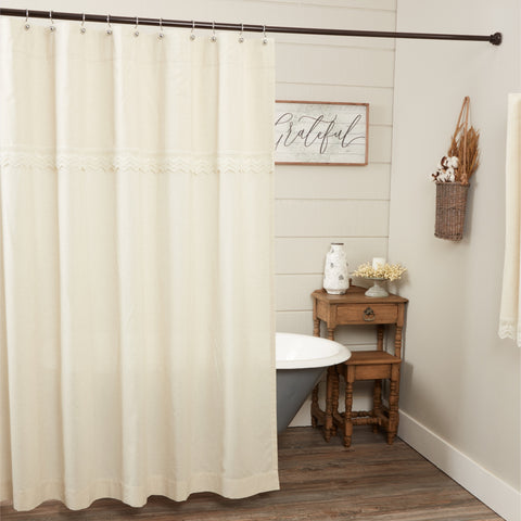 Flax and Lace Shower Curtain-Lange General Store
