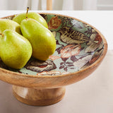 Floral Bird Natural Wooden Bowl-Lange General Store