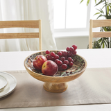 Floral Bird Natural Wooden Bowl-Lange General Store