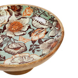 Floral Bird Natural Wooden Bowl-Lange General Store