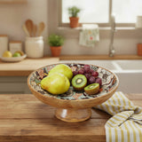 Floral Bird Natural Wooden Bowl-Lange General Store