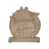 Floral Crown Carved Wooden Pumpkin-Lange General Store
