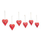 Floral Eyelet Heart Metal Ornament Set of 6-Lange General Store