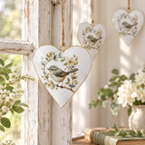 Floral Finch Metal Ornament Set of 6