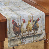 Four Chickens In A Row Table Runner 54"-Lange General Store