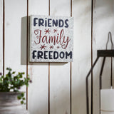 Friends Family Freedom Galvanized Metal Block Sign-Lange General Store