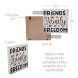 Friends Family Freedom Galvanized Metal Block Sign-Lange General Store
