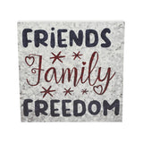 Friends Family Freedom Galvanized Metal Block Sign-Lange General Store