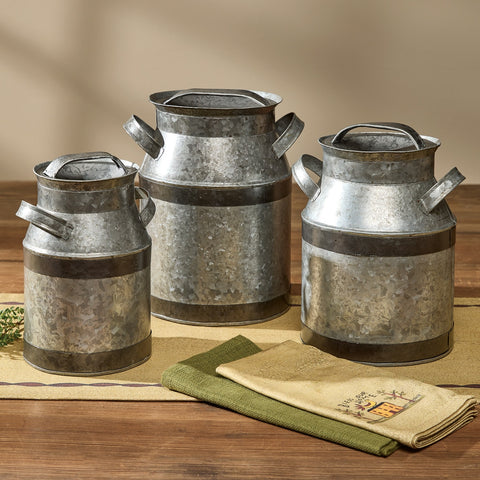 Galvanized Milk Can Canister Set-Lange General Store