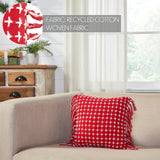 Galven Red and White Fringed Pillow 12x12-Lange General Store