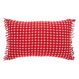 Galven Red and White Fringed Pillow 14x22-Lange General Store