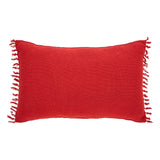 Galven Red and White Fringed Pillow 14x22-Lange General Store