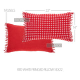 Galven Red and White Fringed Pillow 14x22-Lange General Store