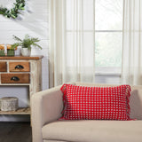 Galven Red and White Fringed Pillow 14x22-Lange General Store