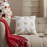 Golden Deer and Pine Embroidered Pillow-Lange General Store