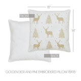 Golden Deer and Pine Embroidered Pillow-Lange General Store