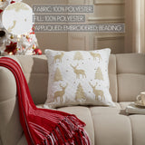 Golden Deer and Pine Embroidered Pillow-Lange General Store