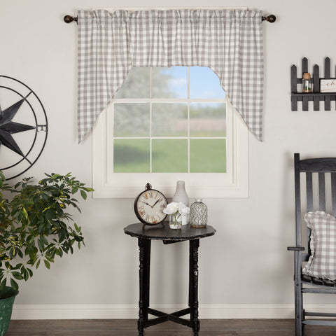 Annie Grey Buffalo Check Swag Curtains-Lange General Store