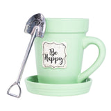 Green Flower Pot Mug - Be Happy-Lange General Store