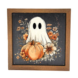 Halloween Ghost with Pumpkin Sign 6x6