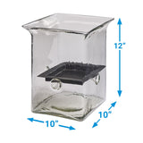 Hammered Glass Large Square Candle Holders-Lange General Store