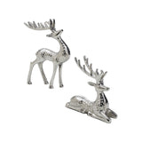 Hammered Silver Reindeer Figurines Set of 2-Lange General Store