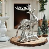 Hammered Silver Reindeer Figurines Set of 2-Lange General Store
