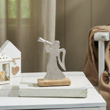 Hark the Herald Metal Angel on Wooden Stand-Lange General Store