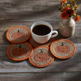 Harvest Blessings Pumpkin Braided Coasters-Lange General Store