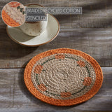 Harvest Blessings Pumpkin Braided Trivet 8"-Lange General Store