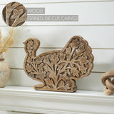 Harvest Leaf Carved Wooden Turkey-Lange General Store