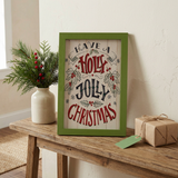 Square lifestyle image with the Christmas sign resting on a console table