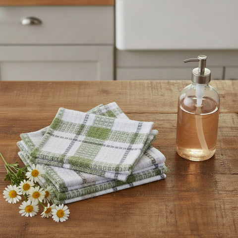 Hayson Sage Plaid Dishcloth Set of 3-Lange General Store