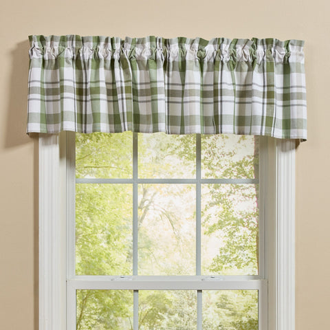 Hayson Sage Plaid Valance-Lange General Store