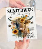 Highland Cow Sunflower Farm Swedish Dish Cloth-Lange General Store