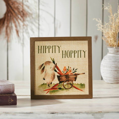 Hippity Hoppity Bunny & Carrot Wagon Wall Sign-Lange General Store