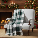 Hunter Green Check Woven Throw-Lange General Store