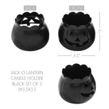 Jack-O-Lantern Candle Holder Black Set of 3-Lange General Store