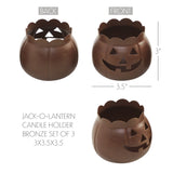 Jack-O-Lantern Candle Holder Bronze Set of 3-Lange General Store